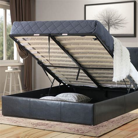 Istyle Prada Queen Gas Lift Ottoman Storage Bed Frame Pu 